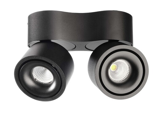 Uni II Mini Double Tilt, 15 W, DIM, 3000 K, Schwarz