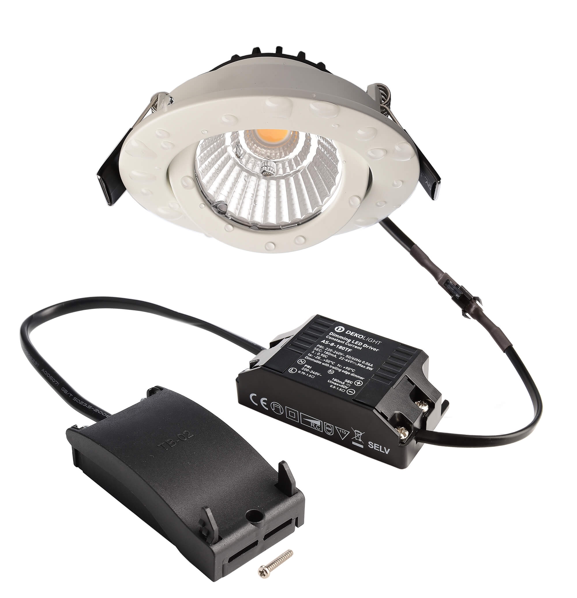 Dione IP44, 8,5 W, DIM, 2700 K, Weiß