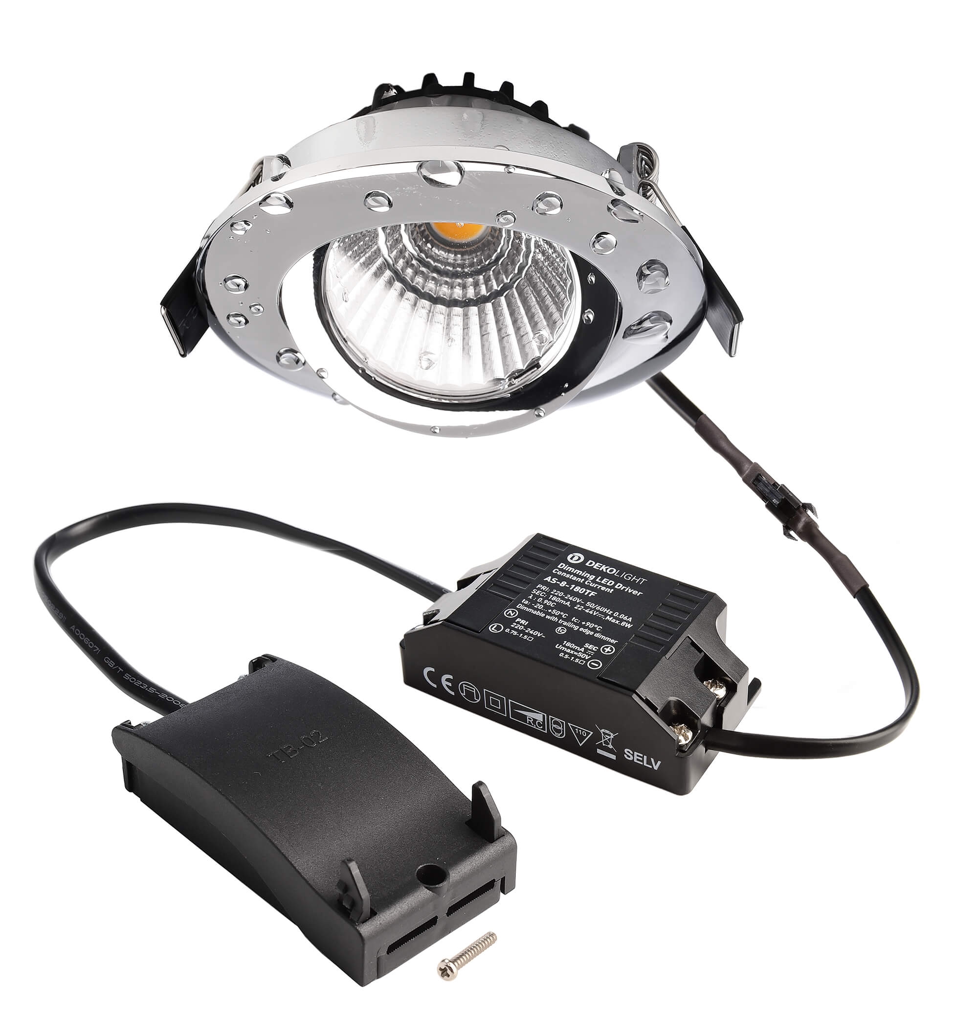 Dione IP44, 8,5 W, DIM, 2700 K, Chrom